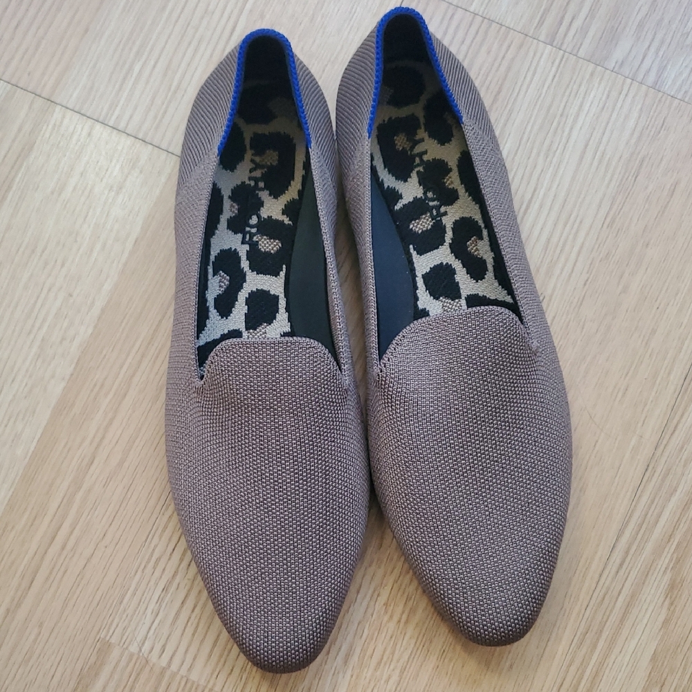 Rothy's Beige Almond Loafers with Patterned Insole